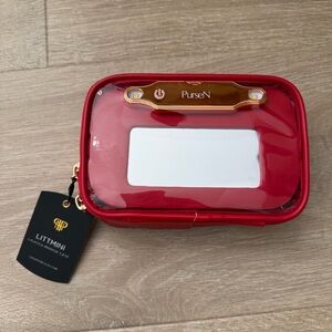 NWT PurseN LITTMINI Red makeup bag with detachable mirror and LED light